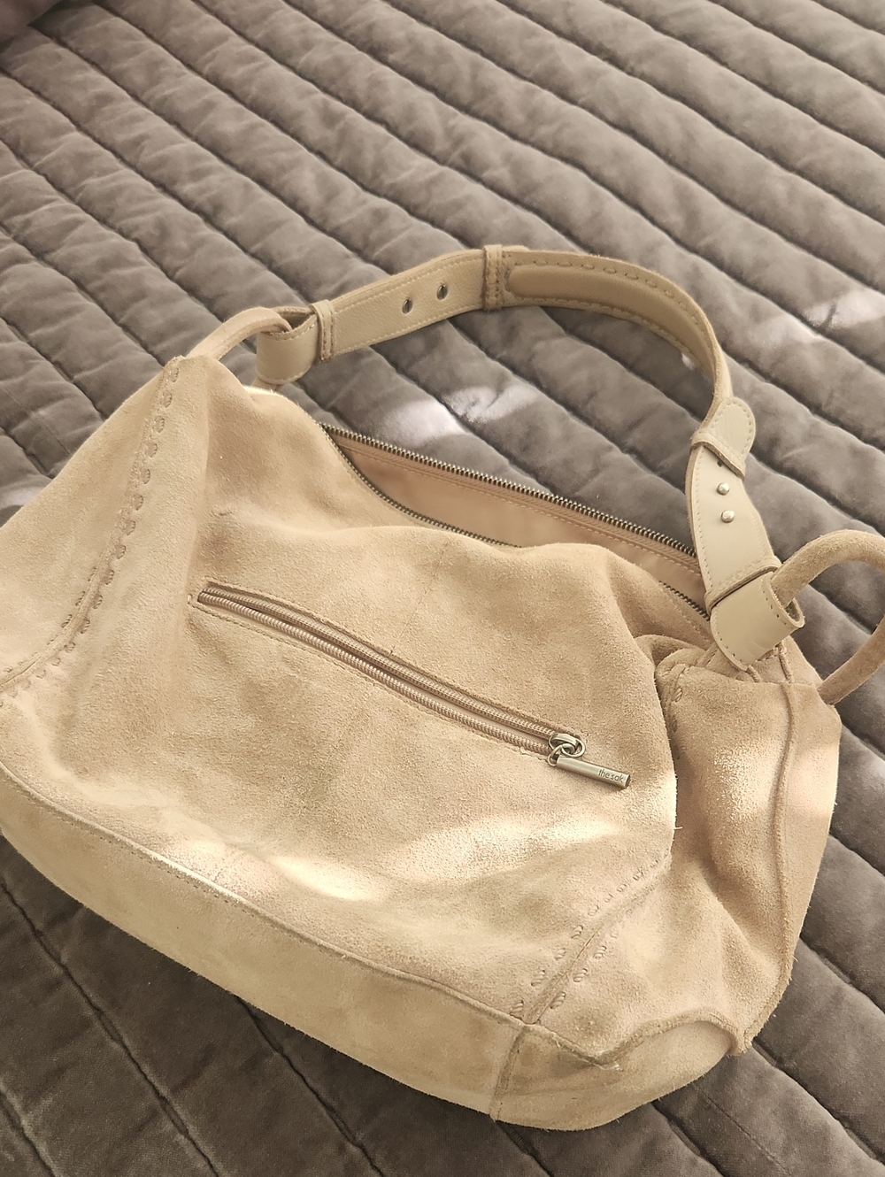 The Sak Beige Suede Shoulder Bag